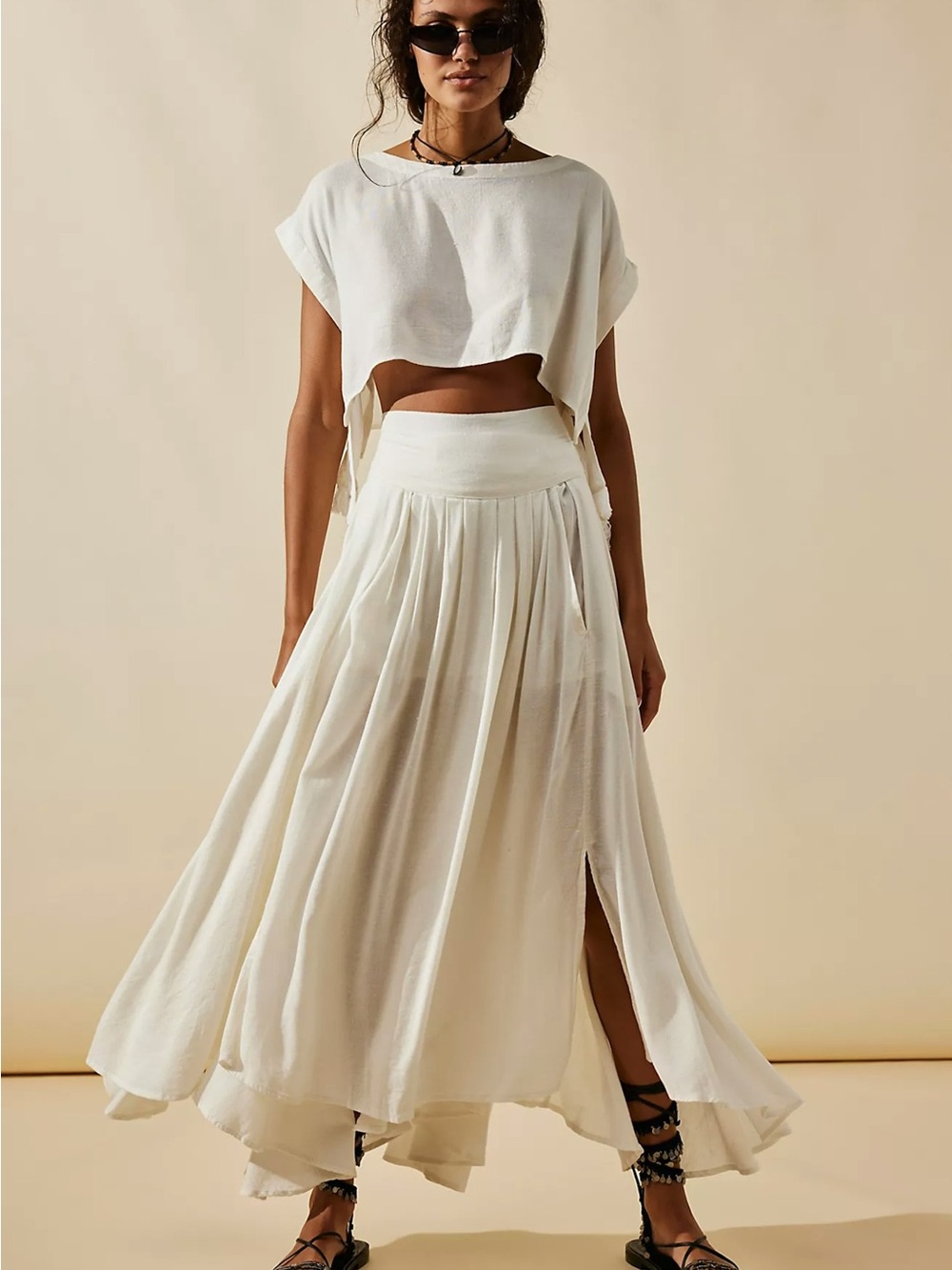 Free People Sundown Skirt Co-Ord Set Ivory Size M